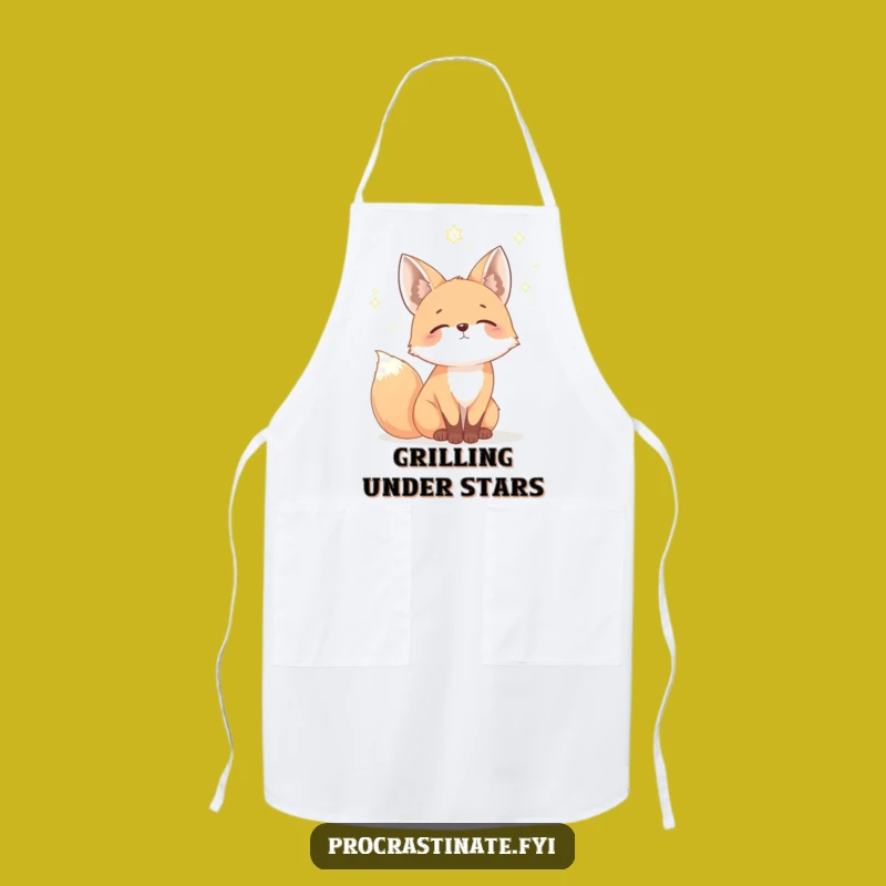 Funny Fox Night Sky Apron: Hilarious Celestial Chef Gift