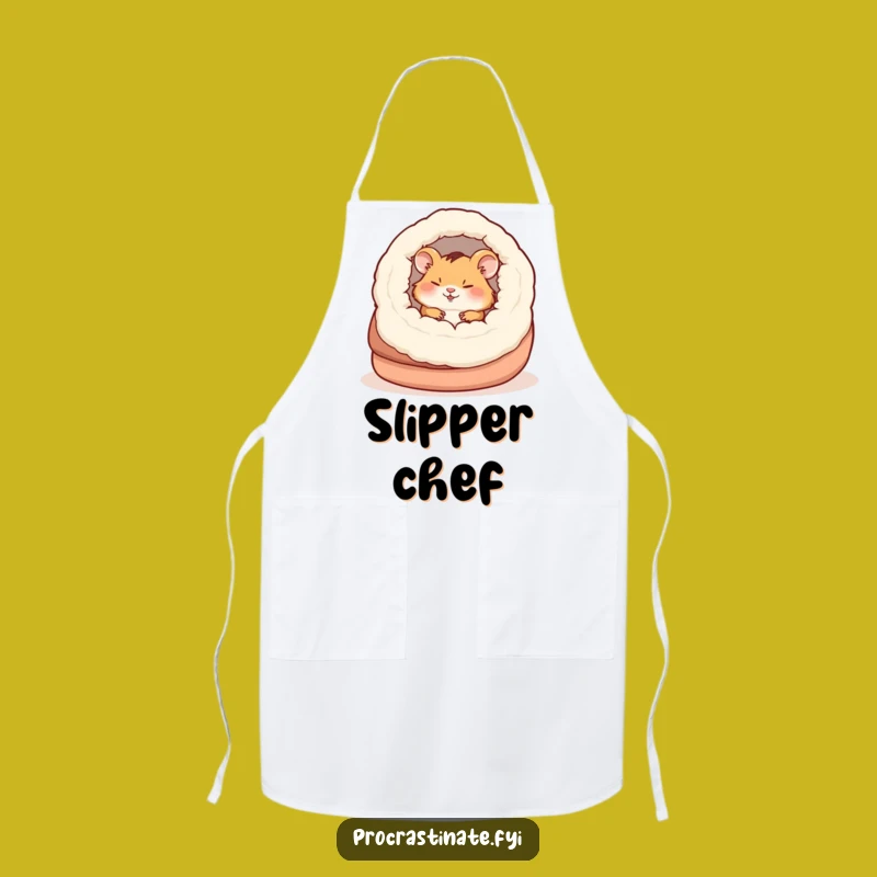 Funny Napping Hamster Slipper Apron, Cozy Rodent Kitchen Gift