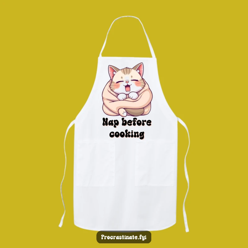 Funny Sleepy Cat Yawning Apron - Cook with Cozy Humor and Style!