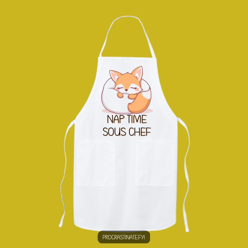 Funny Sleepy Fox Pillow Apron: Cook or Nap in Hilarious Comfort!