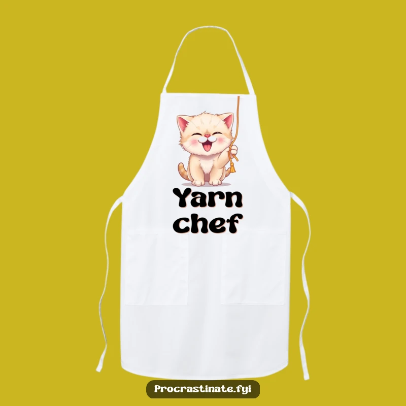 Funny Kitten Yarn Play Apron: Cook with Playful Funny Flair