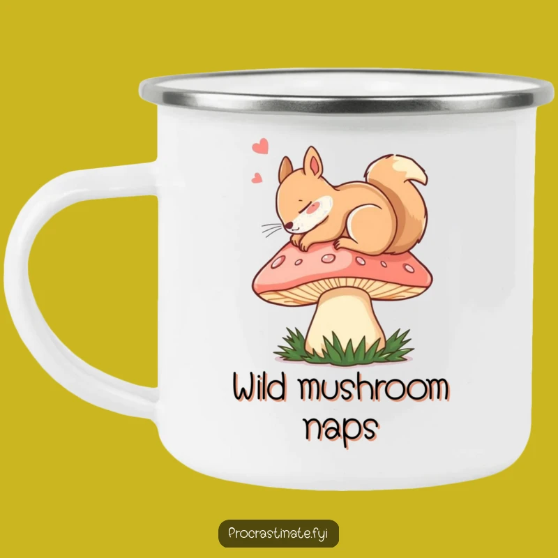 Funny Dozing Squirrel Mushroom Camping Mug: Nature's Sleepy Companion!