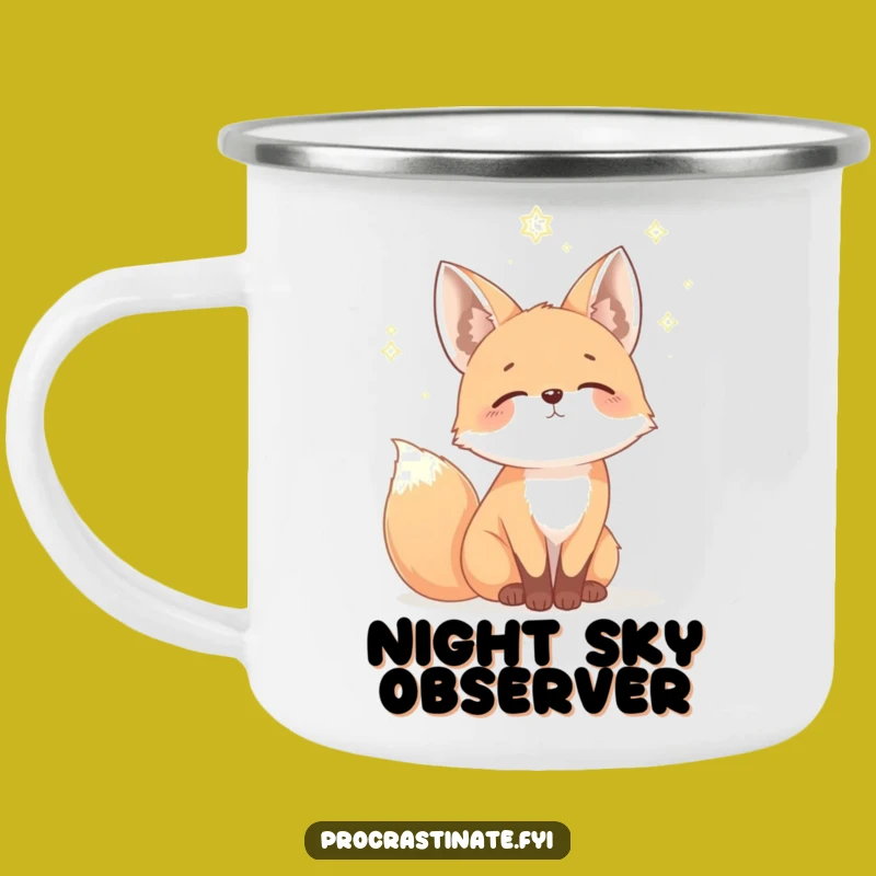Funny Fox Night Sky Camping Mug: Durable & Hilarious Outdoor Dreamer