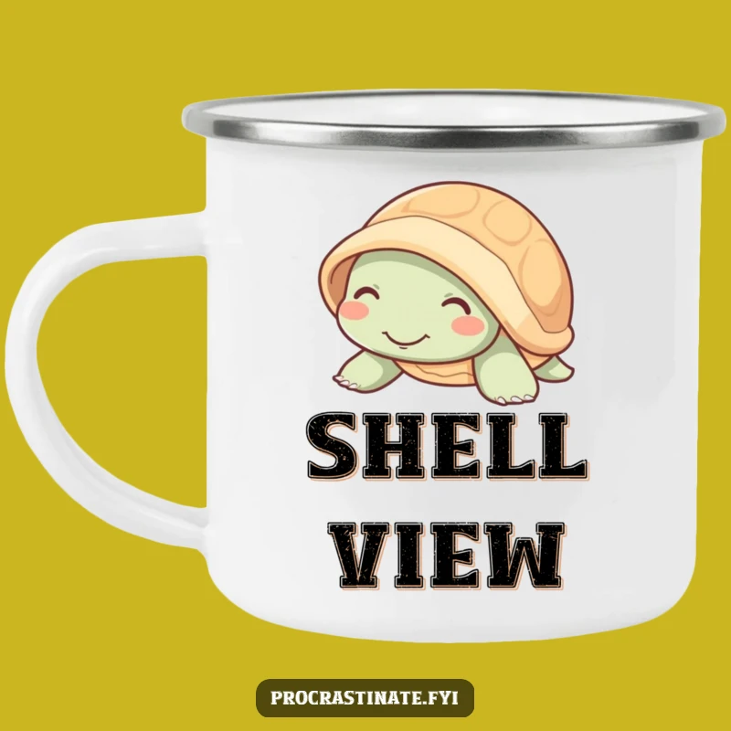 Funny Mellow Turtle Smile Camping Mug, Slow Reptile Campfire Gift
