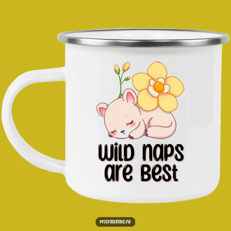Funny Relaxing Animal Camping Mug: Flower Nap, Perfect Outdoor Gift!
