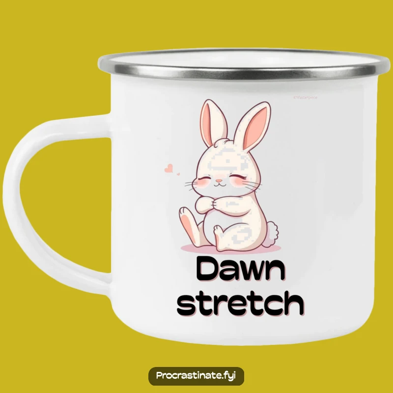 Funny Sleepy Bunny Stretch Camping Mug, Relaxed Hare Campfire Gift