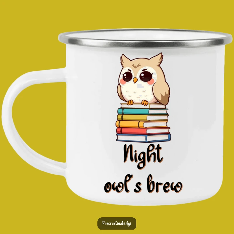 Funny Owl Camping Mug - Wise Campfire Reads Await!