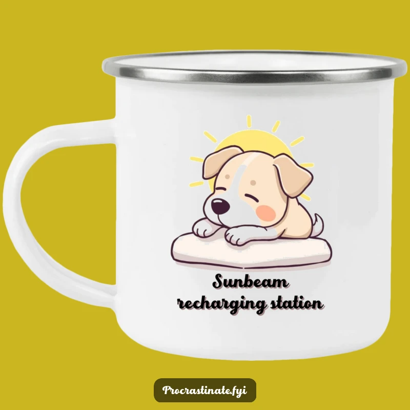 Funny Dog Sunbeam Camping Mug: Rugged & Hilarious Outdoor Pet Gift