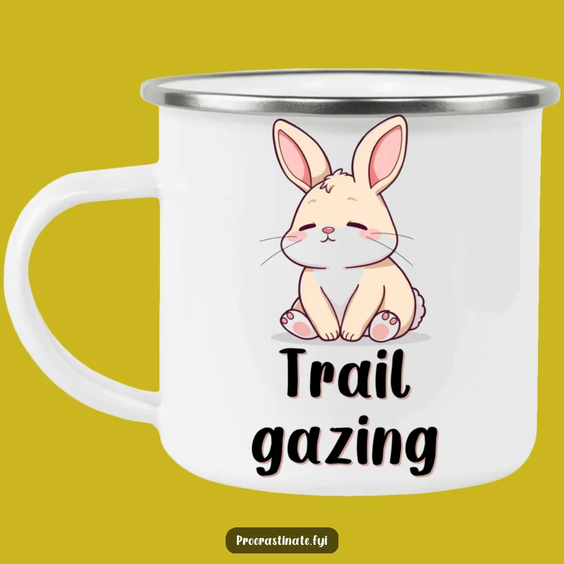 Funny Bunny Camping Mug: Enjoy Your Drink with This Peaceful Gazer Enamel Mug