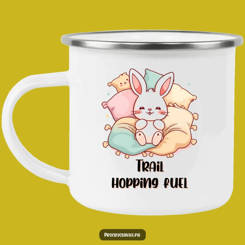 Funny Bunny Pillow Camping Mug: Playful Sips for Adventures!
