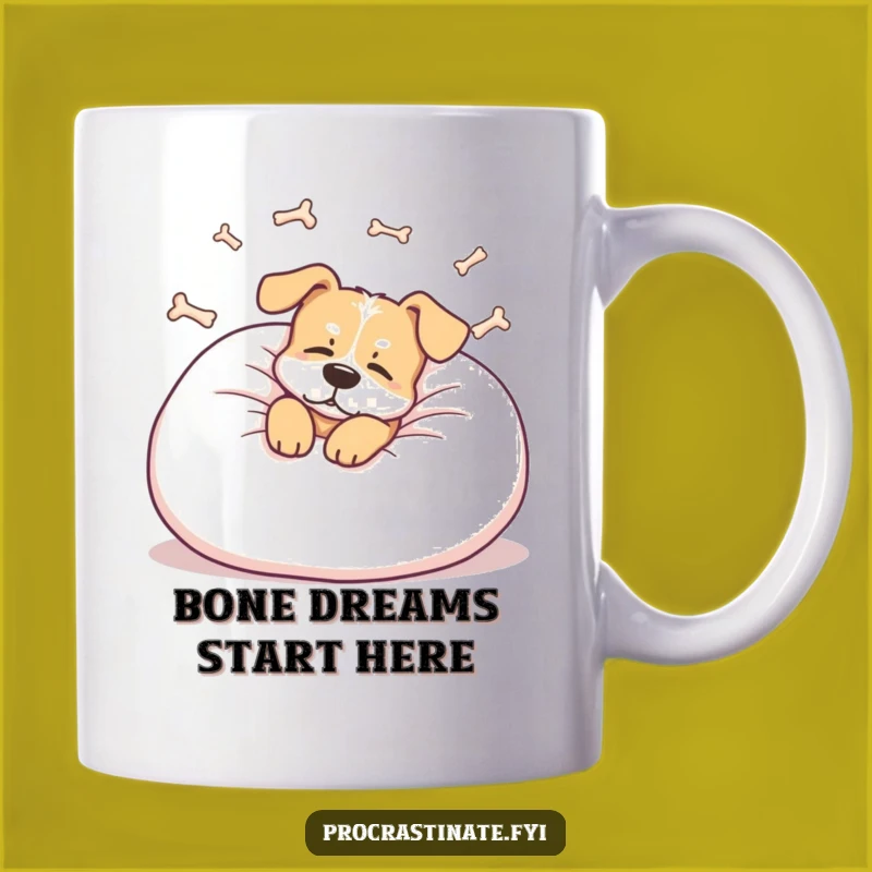 Funny Dog Pillow Dream Mug: Relaxed Pup Bone Lover Gift