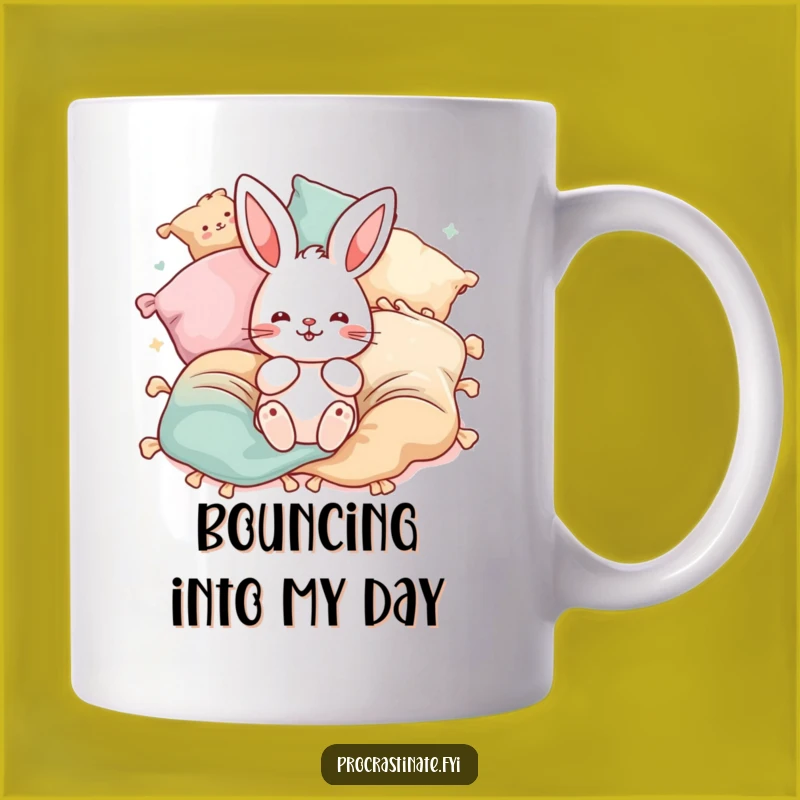 Funny Playful Bunny Pillow Mug: Bounce into Your Day with Cheer!