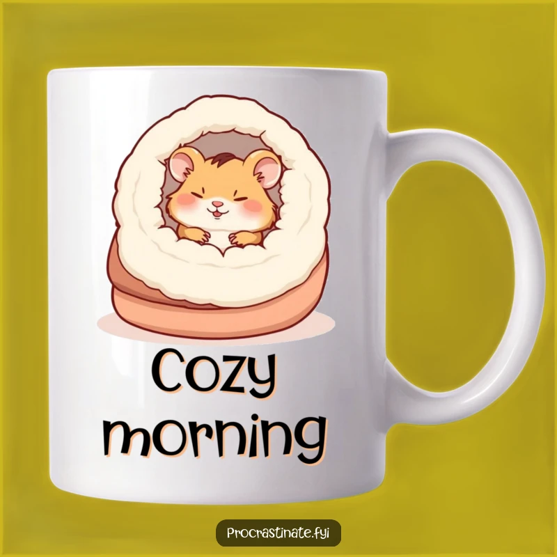 Funny Napping Hamster Slipper Mug, Cozy Rodent Cozy Bed Gift