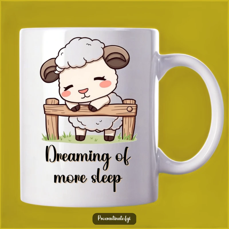 Funny Kawaii Sheep Mug: Sleepy Fence Leaner, Perfect Cute Gift for Relaxation