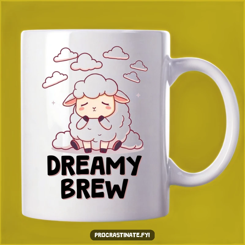 Funny Dozing Sheep Cloud Counting Mug, Sleepy Dreamer Gift