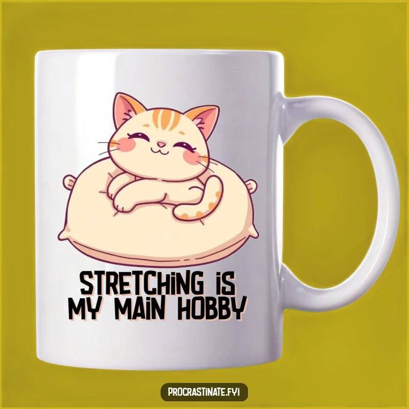 Funny Cat Pillow Stretch Mug: A Cozy Morning 'Meow' Moment, Perfect Funny Gift