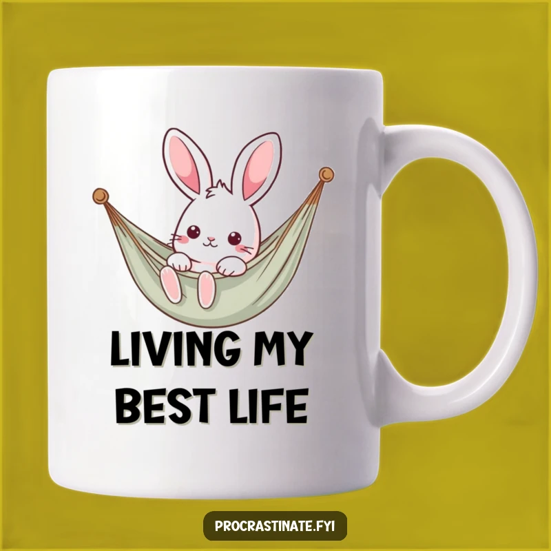 Funny Kawaii Rabbit Hammock Mug - Relaxing Vibes Gift for Bunnies Lovers