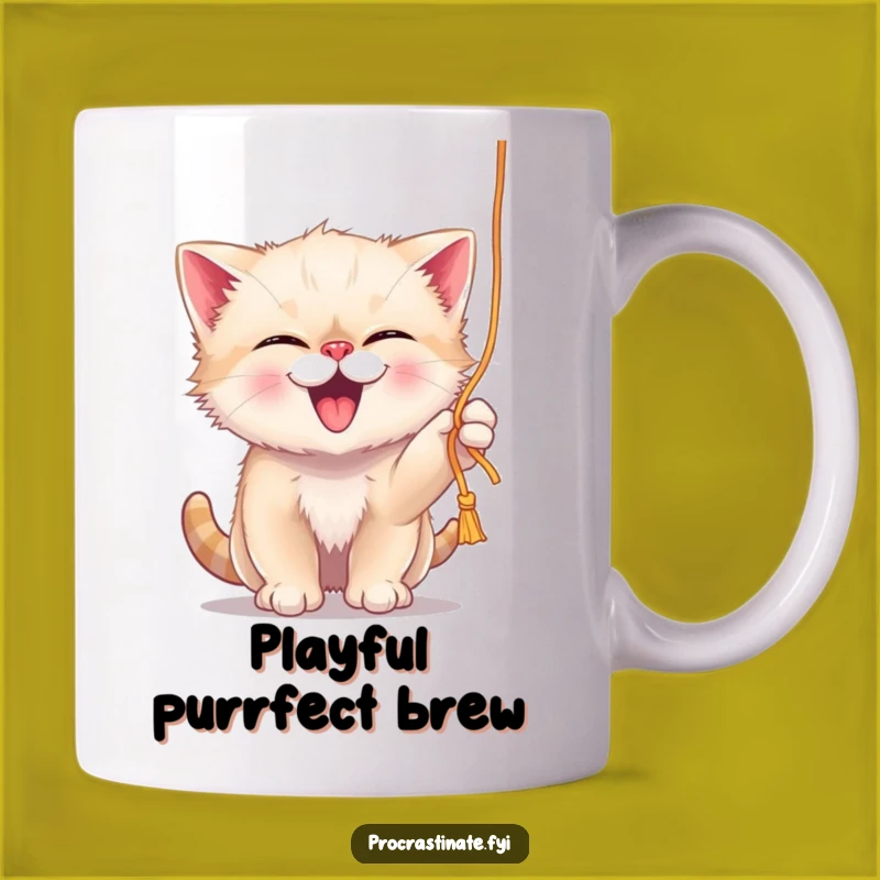 Funny Kitten Yarn Play Mug: Playful Kitten Funny Gift for Cat Lovers