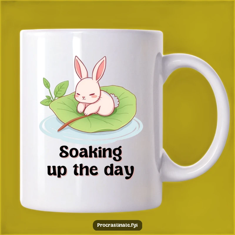 Funny Rabbit Leaf Float Mug: Calm Pool Serenity - Relaxing Gift