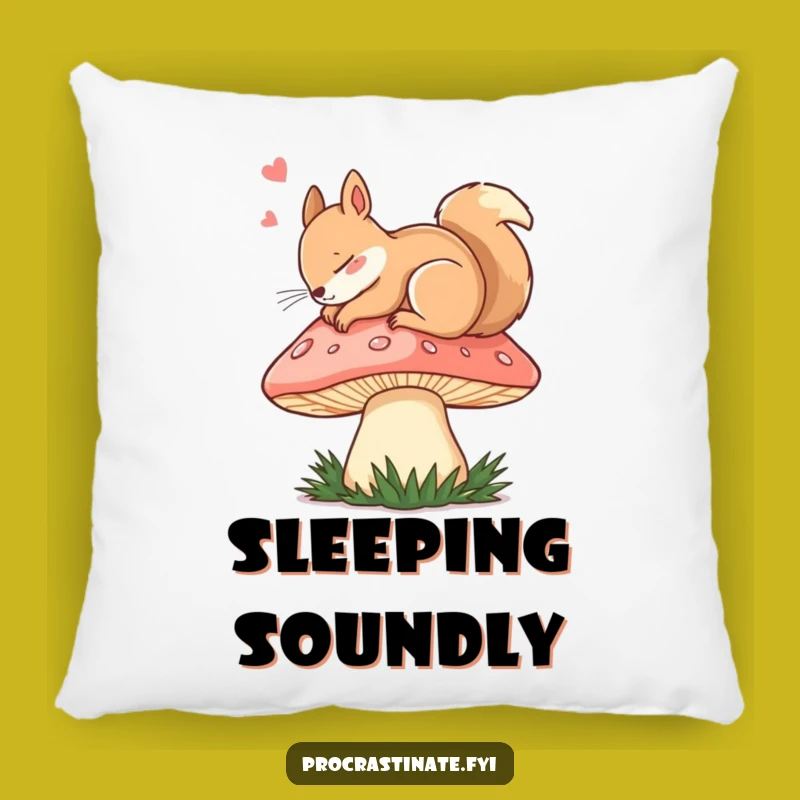 Funny Dozing Squirrel Mushroom Pillow: Cozy Up with Woodland Dreams!