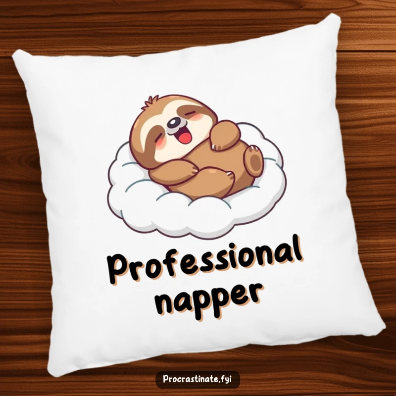 Funny Sloth Pillow with a relaxed character lounging on a cloud, offering comfort and a humorous decorative touch for ultimate relaxation.