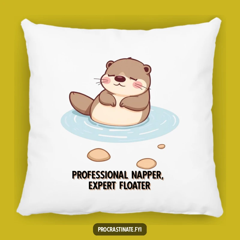 Funny Otter Zen Pillow: Peaceful River Drifter, Perfect Relaxing Gift for Otter Lovers
