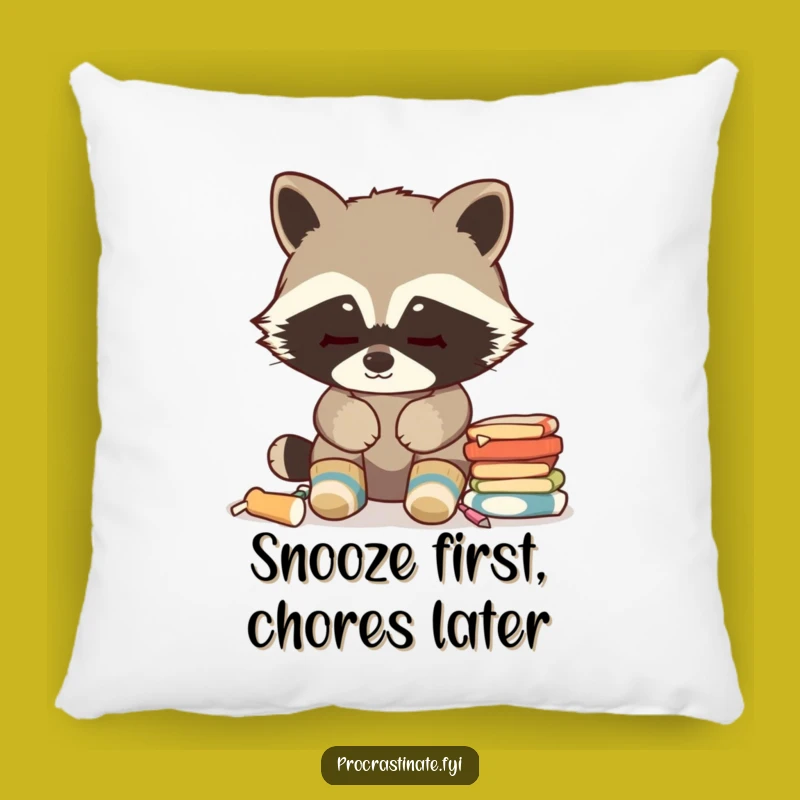 Funny Raccoon Pillow - Cozy Socks & Chore Avoidance Comfort - Cute Funny Gift