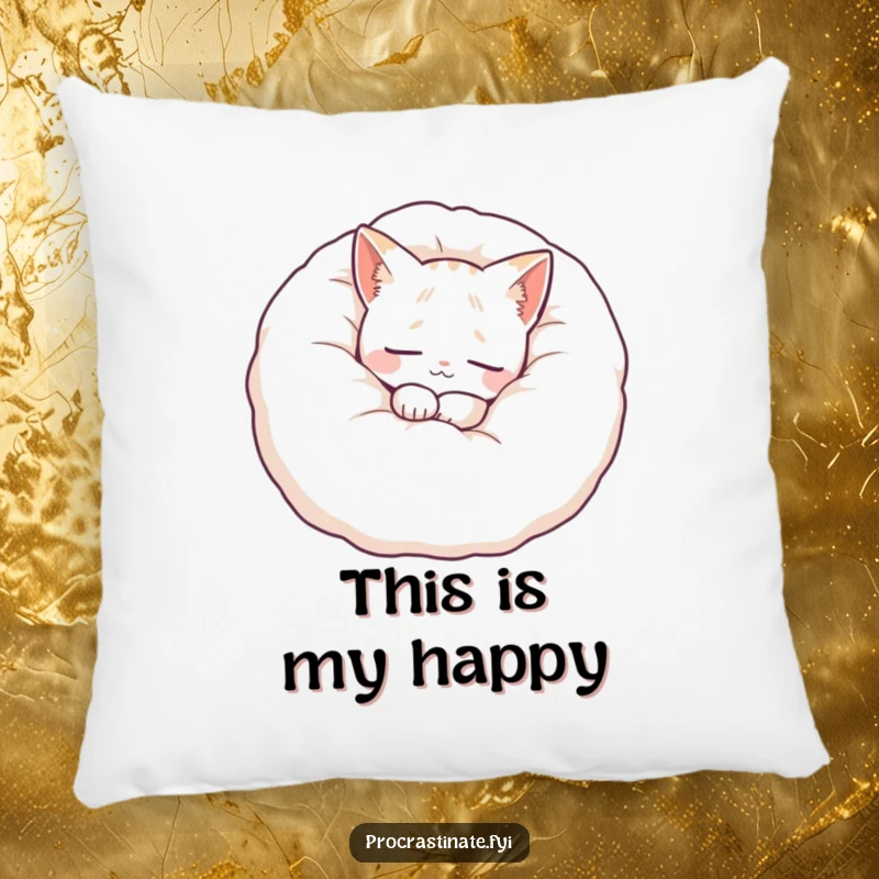 Funny cat pillow featuring a peaceful feline curled up inside a plush pillow, offering maximum comfort and a humorous touch.