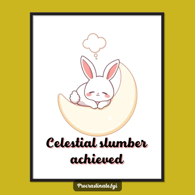 Funny Bunny Moon Digital Print: Dreamy Sleep Art for Instant Decor