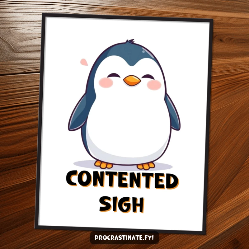 Funny Penguin Digital Art Print: A happy penguin waddles contently, offering instant cheerful decor and joyful humor.