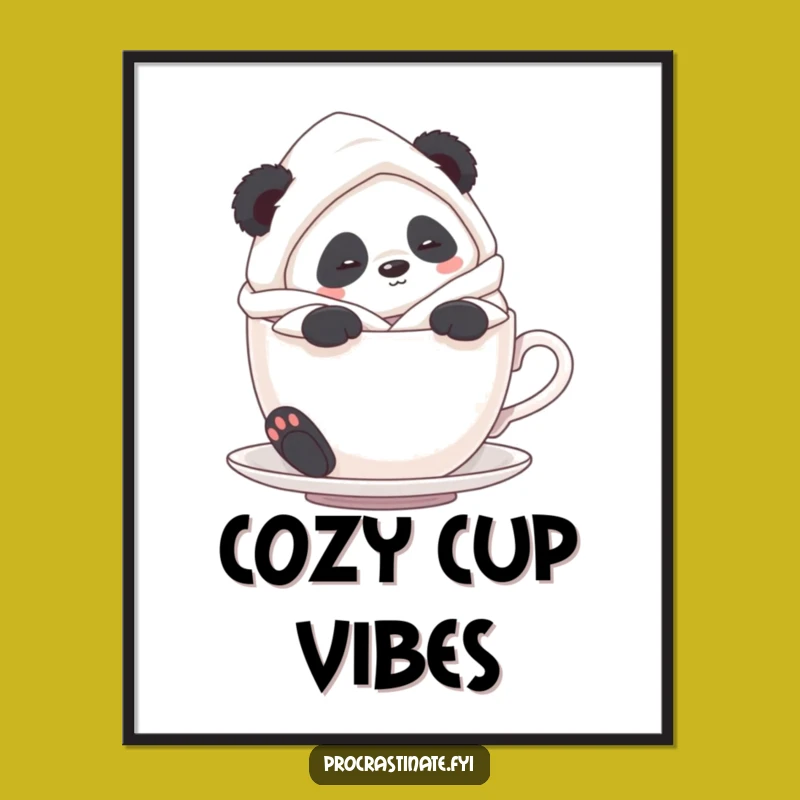 Funny Panda Relaxation Art Print: Instant Cozy Decor