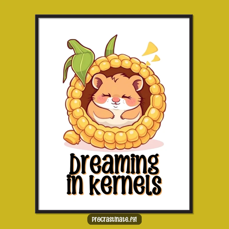 Funny Happy Hamster Corn Cob Digital Art Print: Instant Dreamy Wall Decor