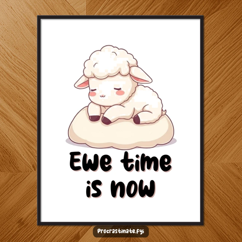 Funny sheep digital art print of a peaceful sheep resting its head on a blanket, bringing calm and humor to any room.