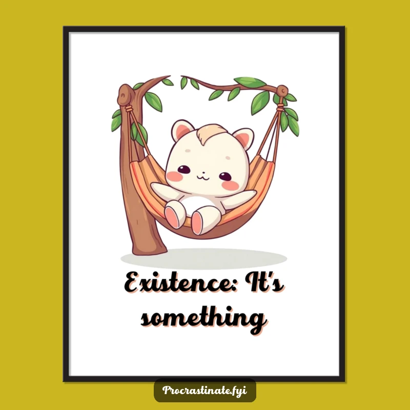 Funny Blank-Face Hammock Digital Art: Relaxed Printable & Chill Design, Instant Humorous Decor