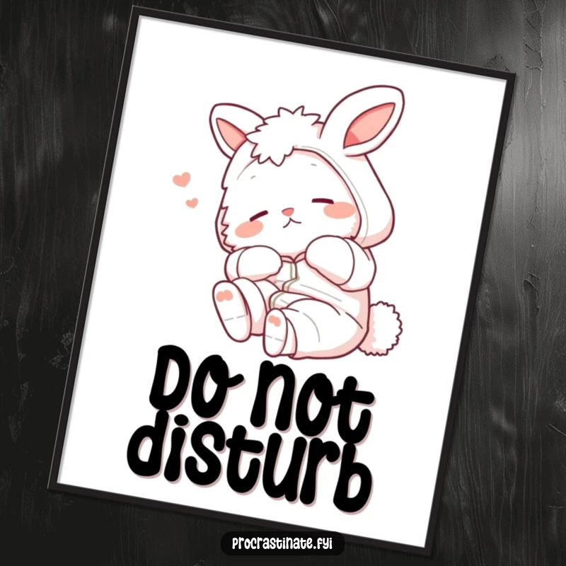 Funny bunny in pajamas stretching lazily, a charming digital art file for instant, humorous home decoration.