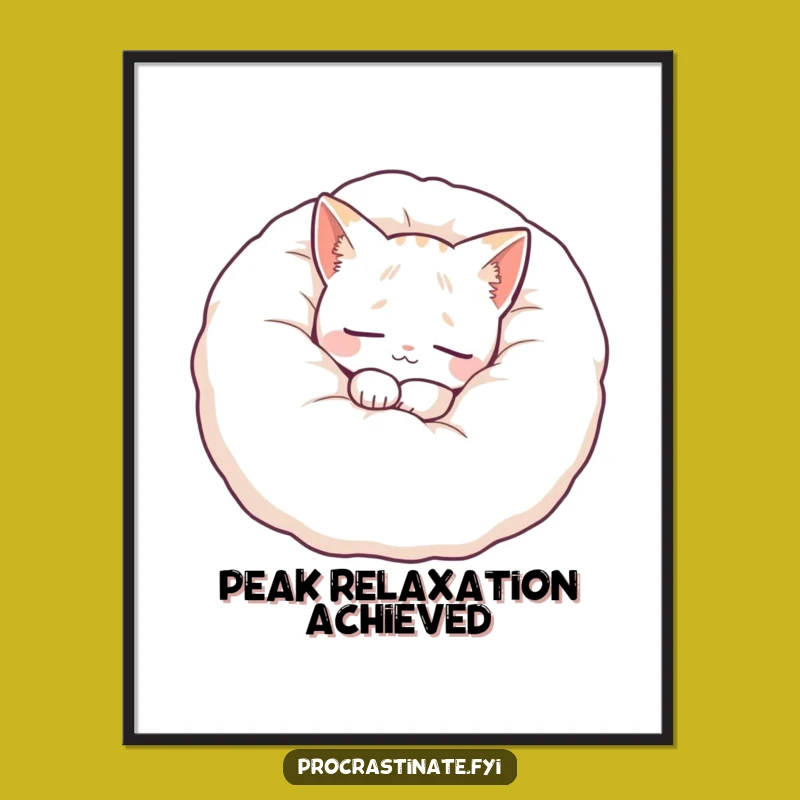 Funny Cat Pillow Digital Print: Peaceful Feline Art, Instant Gift