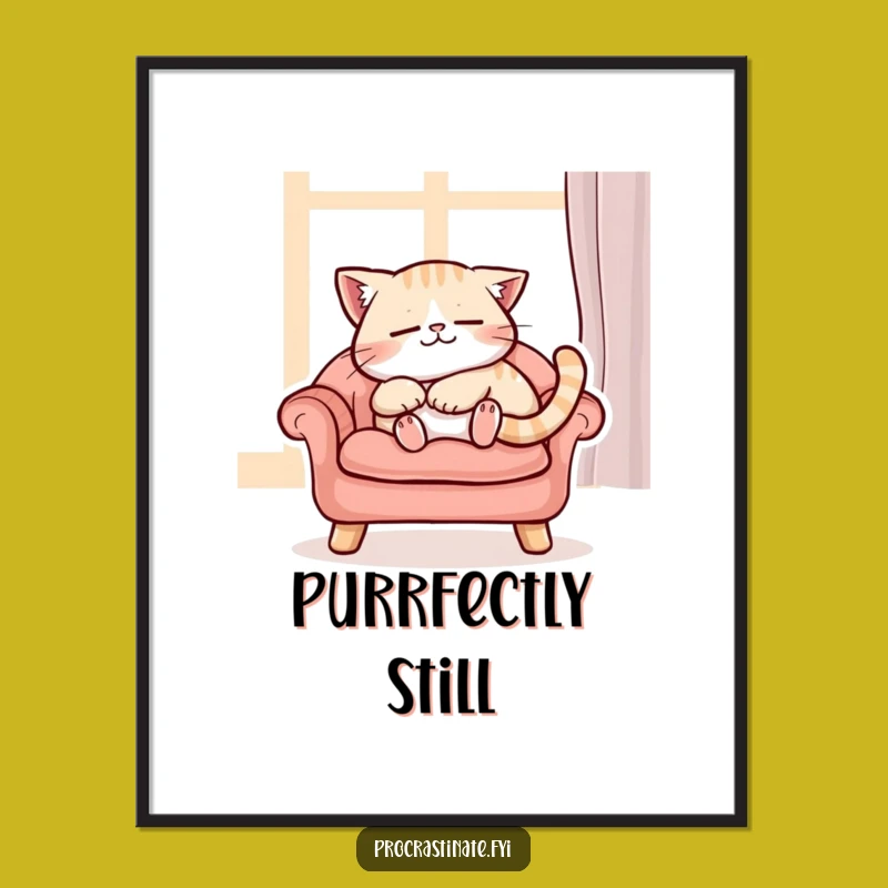 Funny Content Cat Digital Art - Instant Serene Decor!