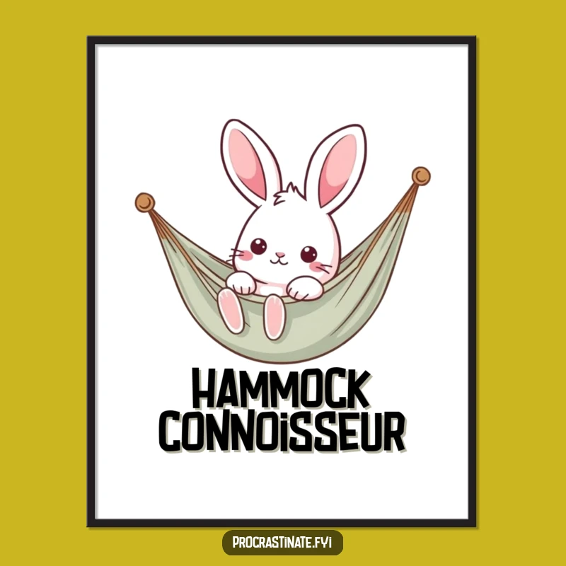 Funny Kawaii Rabbit Hammock Digital Print - Relaxing Art Gift