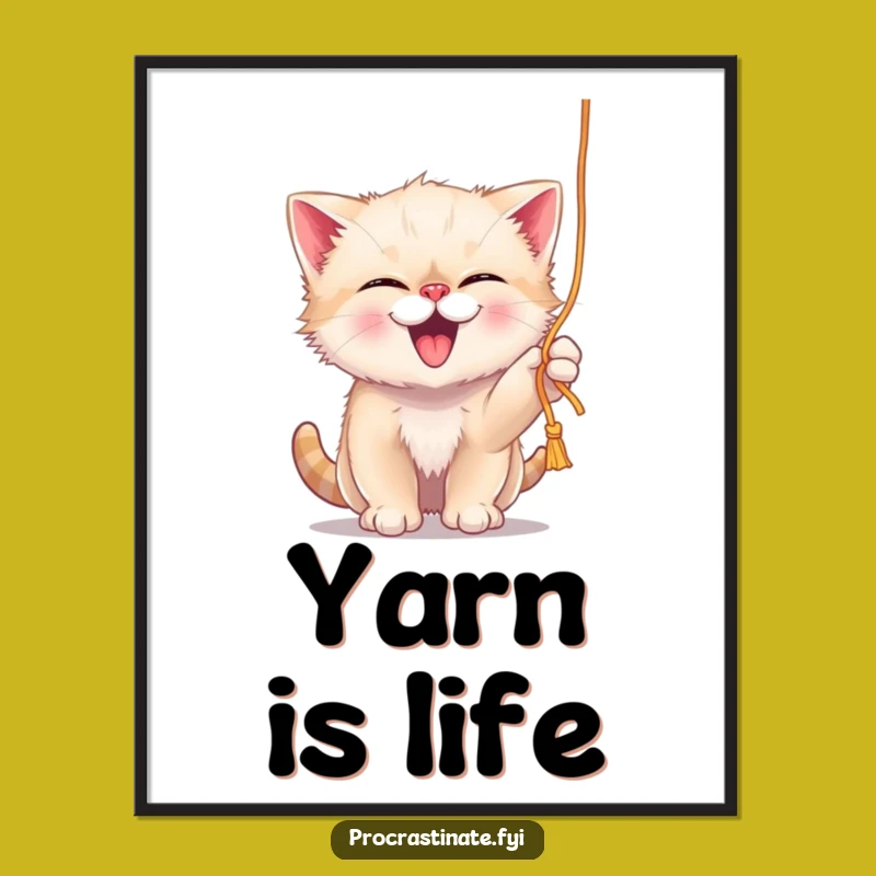 Funny Kitten Yarn Play Digital Print: Instant Playful Decor