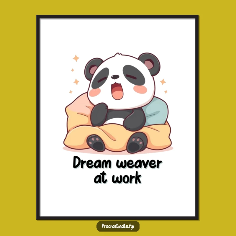Funny Sleepy Panda Yawn Digital Art Print: Cozy Wall Decor, Instant Download Gift