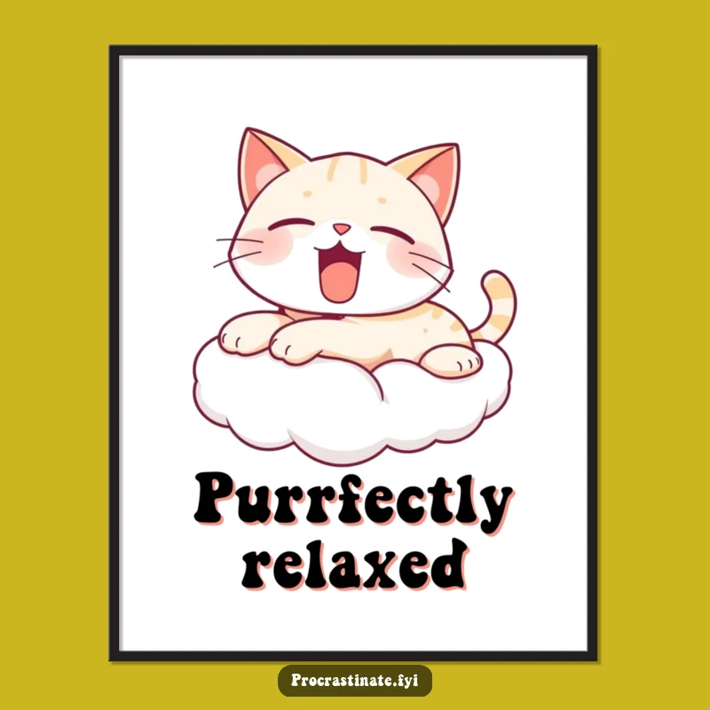 Funny Yawning Cat Cloud Digital Print: Instant Cute Art for Walls