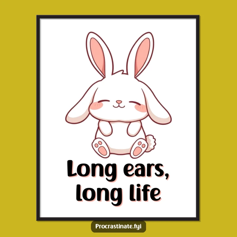 Funny Lazy Rabbit Digital Print: Slow Stretch Art, Instant Gift