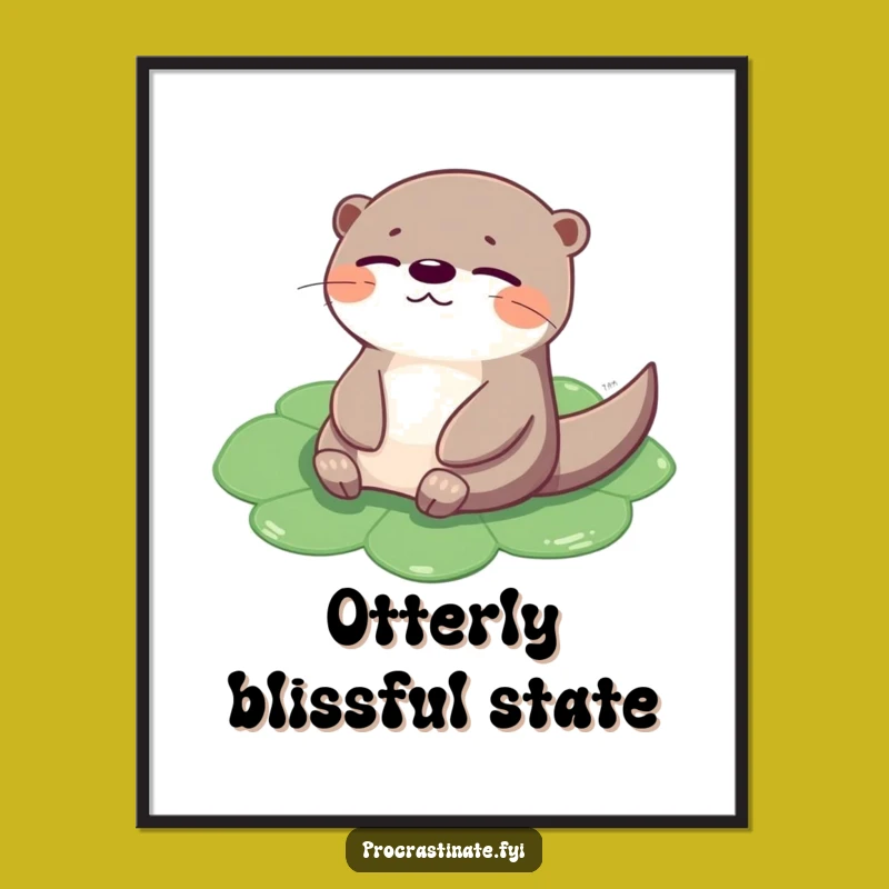 Funny Otter Lily Pad Digital Art: Instant Serene Decor