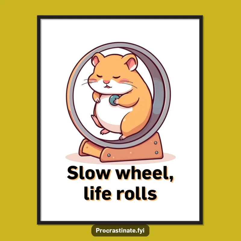 Funny Hamster Wheel Digital Art Print: Inject Slow-Paced Humor into Your Space