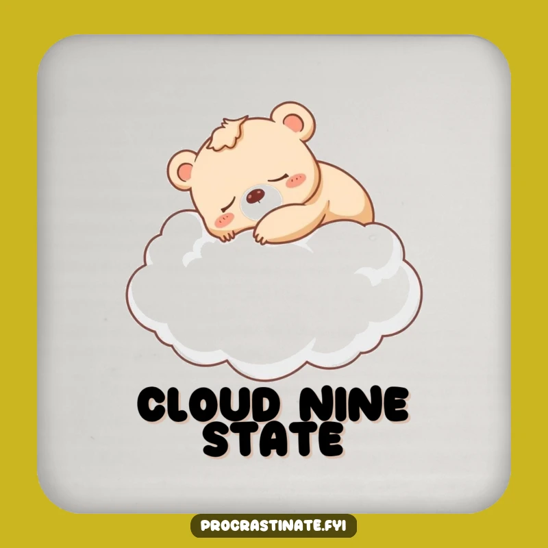 Funny Bear Cub Cloud Nap Coaster: Protect Drinks Funny
