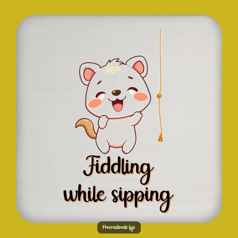 Funny Playful String Coaster: Animal Batting Art, Perfect Gift!