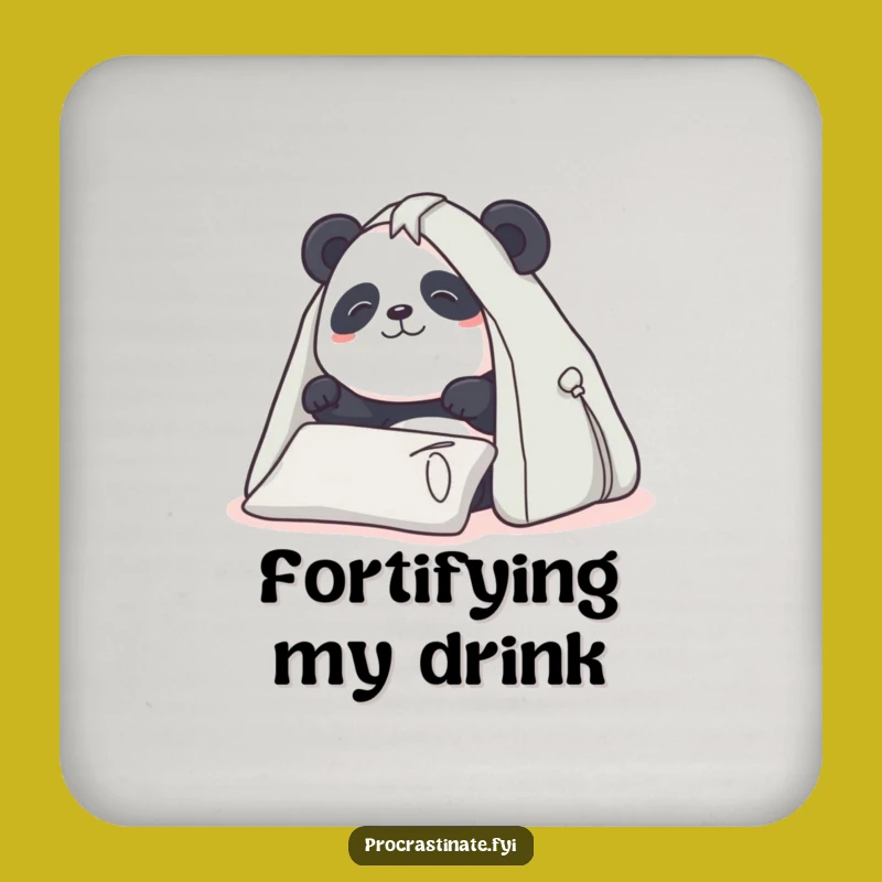 Funny Panda Pillow Fort Coaster Set - Builder's Protection - Cute Funny Gift