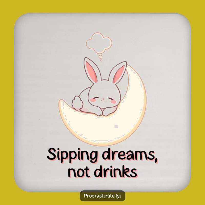 Funny Bunny Moon Coaster: Protect Surfaces with Dreamy Celestial Charm