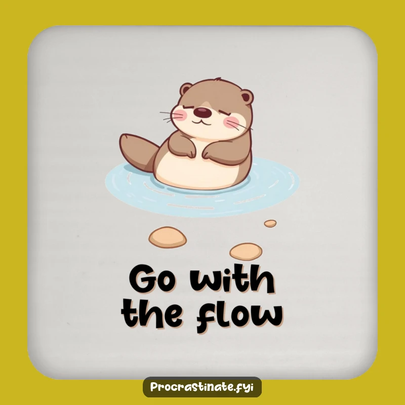 Funny Otter Zen Coaster: Peaceful River Drifter, Perfect Relaxing Gift for Home Decor