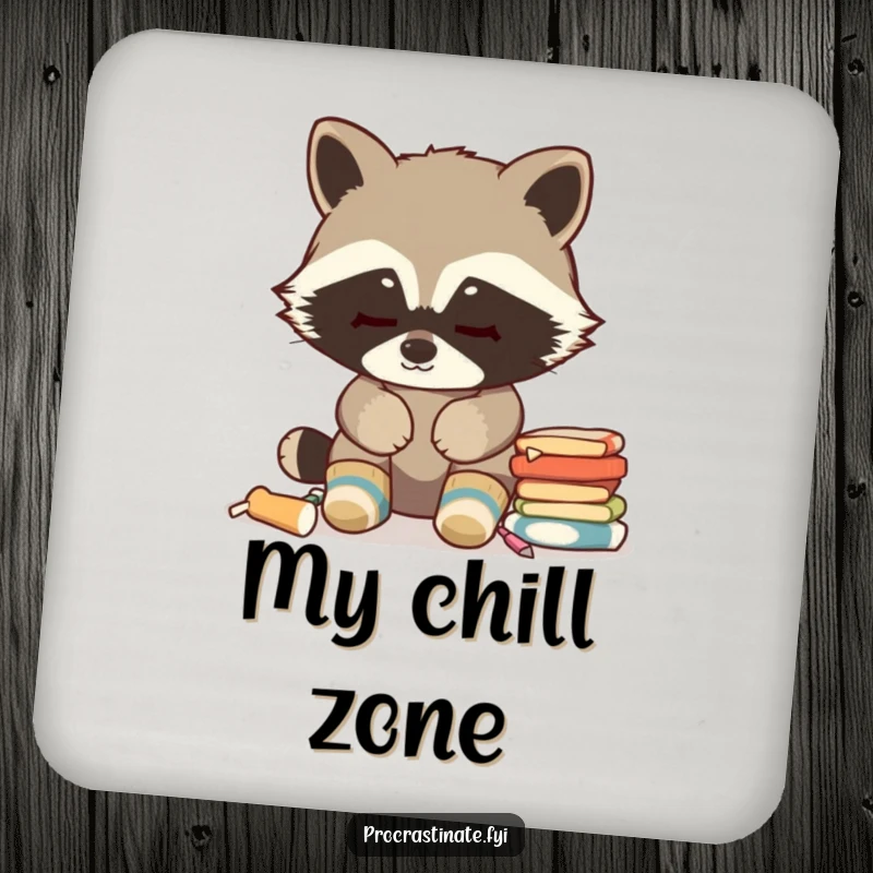 Funny Raccoon Coasters: Cozy socks, blank stare at chores, protects furniture, perfect funny gift for home decor.